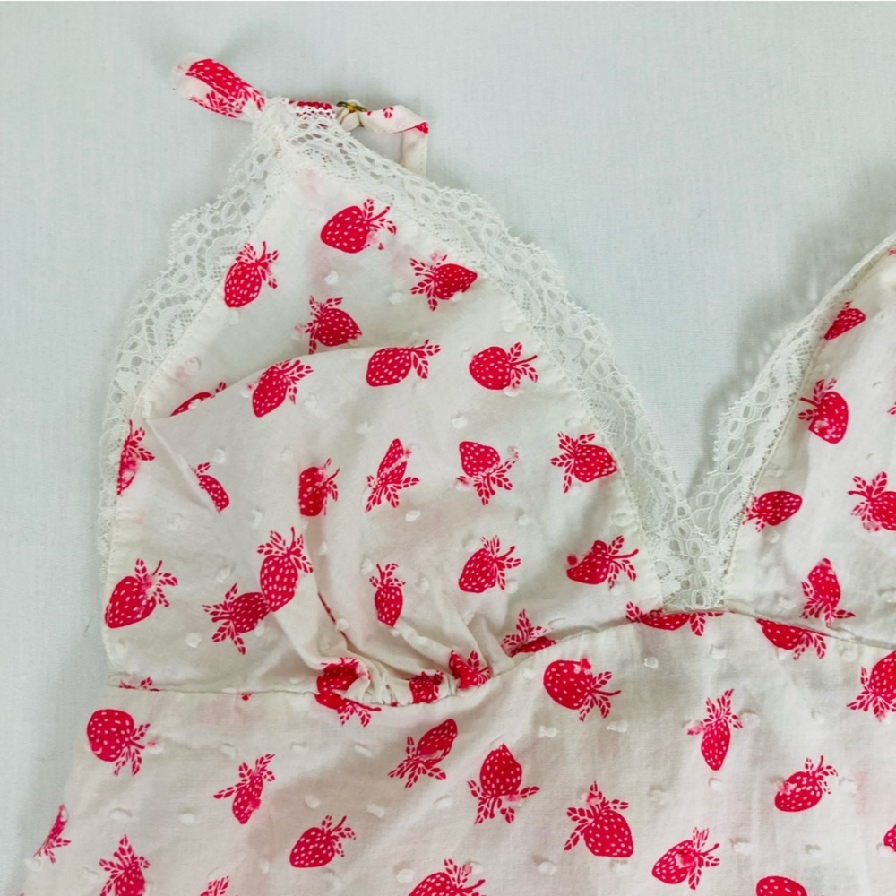 Flora by Flora Nikrooz white w pink strawberry, print, cami & shorts pajama set - Picture 3 of 9